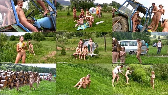 Videos mit jungen Nudisten in der Natur - Grasige Fitness im Freien